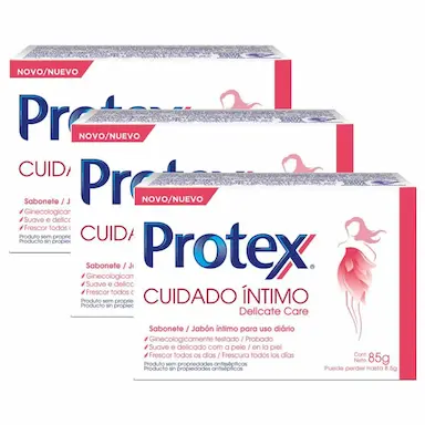 KIT SABONETE EM BARRA ÍNTIMO PROTEX DELICATE CARE 85G COM 3 UNIDADES