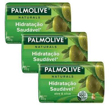KIT 3 SABONETES EM BARRA PALMOLIVE NATURALS HIDRATAçãO SAUDáVEL 85G