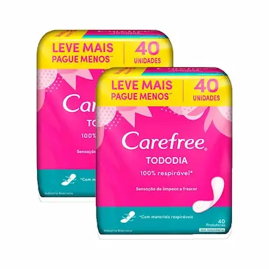 KIT 2 PROTETORES DIáRIO CAREFREE TODO DIA SEM PERFUME 40 UNIDADES