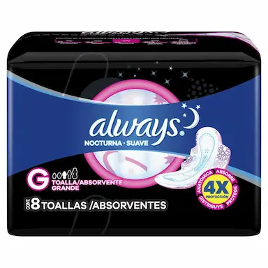 ABSORVENTE ALWAYS NOITES TRANQUILAS SUAVE COM ABAS 8 UNIDADES