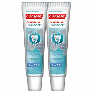 KIT C/ 2 CREMES DENTAIS COLGATE SENSITIVE PRO-ALíVIO REAL WHITE 50G