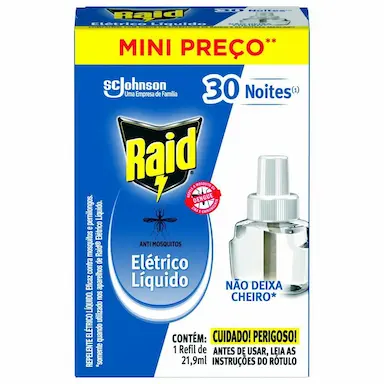 REPELENTE ELéTRICO RAID LíQUIDO REFIL 21,9ML 30 NOITES