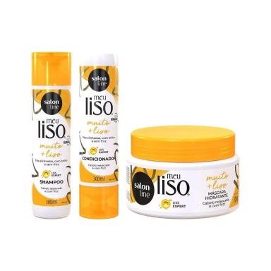 KIT MEU LISO MUITOELISO SHAMPOO E CONDICIONADOR E MáSCARA DE HIDRATAçãO SALON LINE