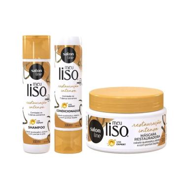 TRATAMENTO RESTAURAçãO INTENSA MEU LISO 3 PRODUTOS VEGANO SALON LINE