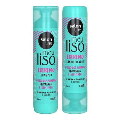 KIT SHAMPOO E CONDICIONADOR MEU LISO EXTREMO SALON LINE