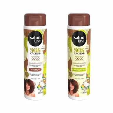 KIT SHAMPOO E CONDICIONADOR SOS CACHOS COCO 300ML SALON LINE