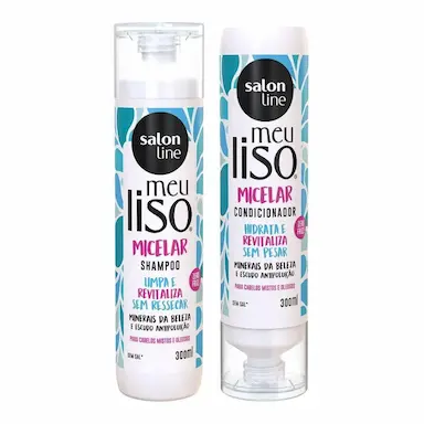 KIT LIMPEZA CAPILAR SHAMPOO E CONDICIONADOR MEU LISO MICELAR SALON LINE