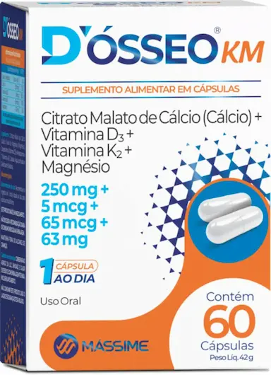 D&amp;amp;#039óSSEO KM 60CAPS - CáLCIO, MAGNéSIO, D3 E K2