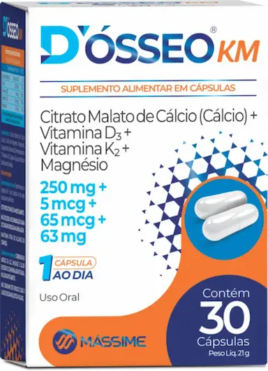 D&amp;amp;#039óSSEO KM 30CAPS - CáLCIO, MAGNéSIO, D3 E K2  - MASSIME