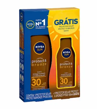 PROTETOR SOLAR KIT NIVEA SUN PROTECT &amp;amp;AMP; BRONZE PS30 200ML + FPS30 100ML