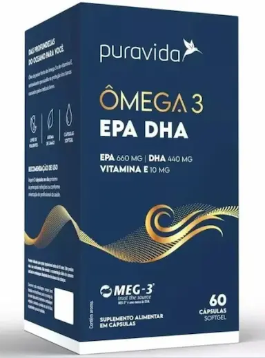 ÔMEGA 3 EPA DHA VITAMINA E PURA VIDA 60CAPS