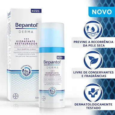 BEPANTOL DERMA LOçãO HIDRATANTE FACIAL RESTAURADOR NOTURNO 50ML