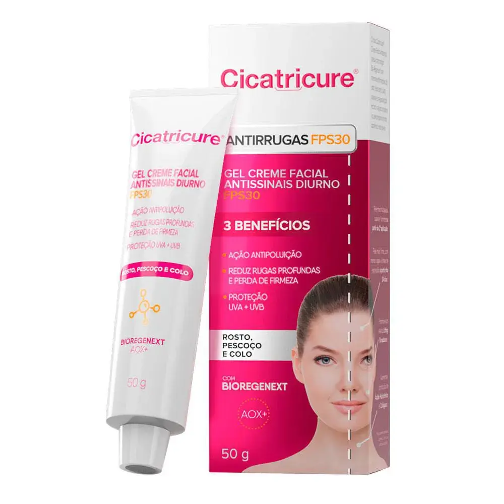 CREME REJUVENESCEDOR CICATRICURE - CREME FACIAL  ANTISSINAIS FPS30 - 50G