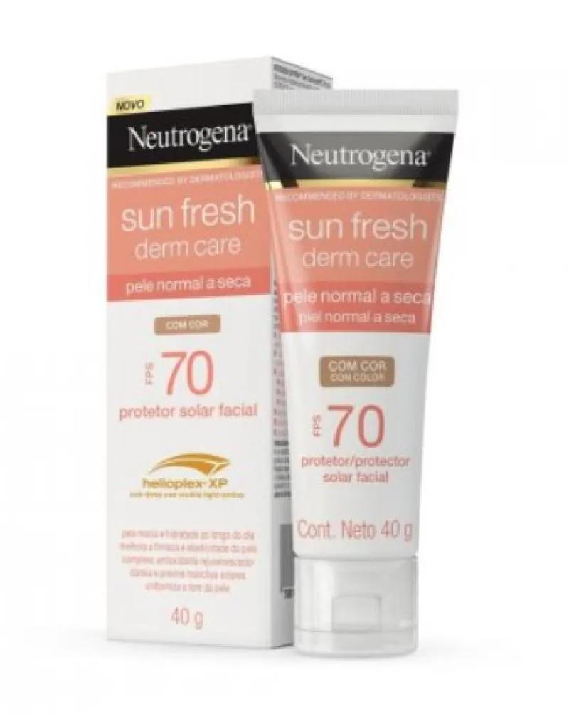 NEUTROGENA SUN FRESH DERM CARE PROTETOR SOLAR FACIAL COM COR FPS70 40G