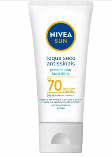 PROTETOR SOLAR FACIAL NIVEA SUN TOQUE SECO ANTISSINAIS FPS70 40ML