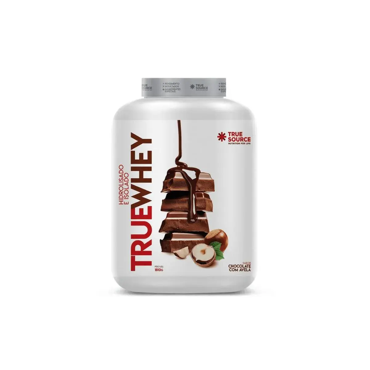 TRUEWHEY PROTEIN 100% ISOLADO E HIDROLISADO TRUESOURCE 1.8KG Chocolate COM Avelã