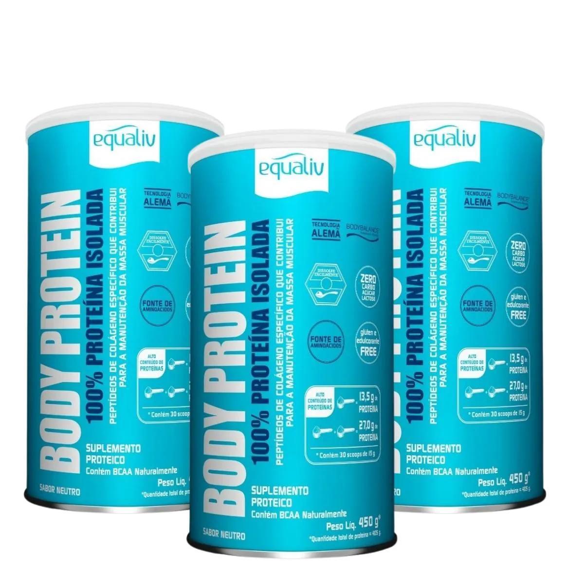 KIT 3  BODY PROTEIN PROTEíNA ISOLADA COLáGENO HIDROLISADO  EQUALIV