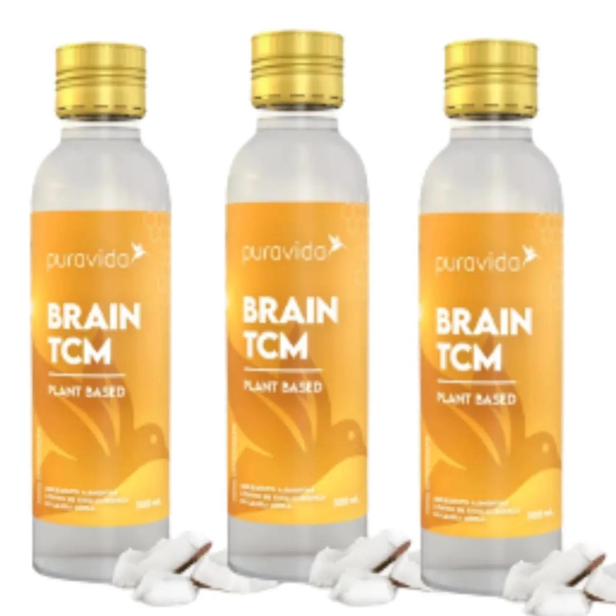 KIT 3 BRAIN TCM LOTUS ÓLEO DE COCO 100% NATURAL PURAVIDA Sem Sabor