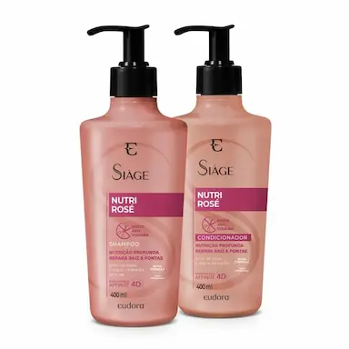 KIT EUDORA NUTRI ROSE: SHAMPOO 400ML + CONDICIONADOR 400ML