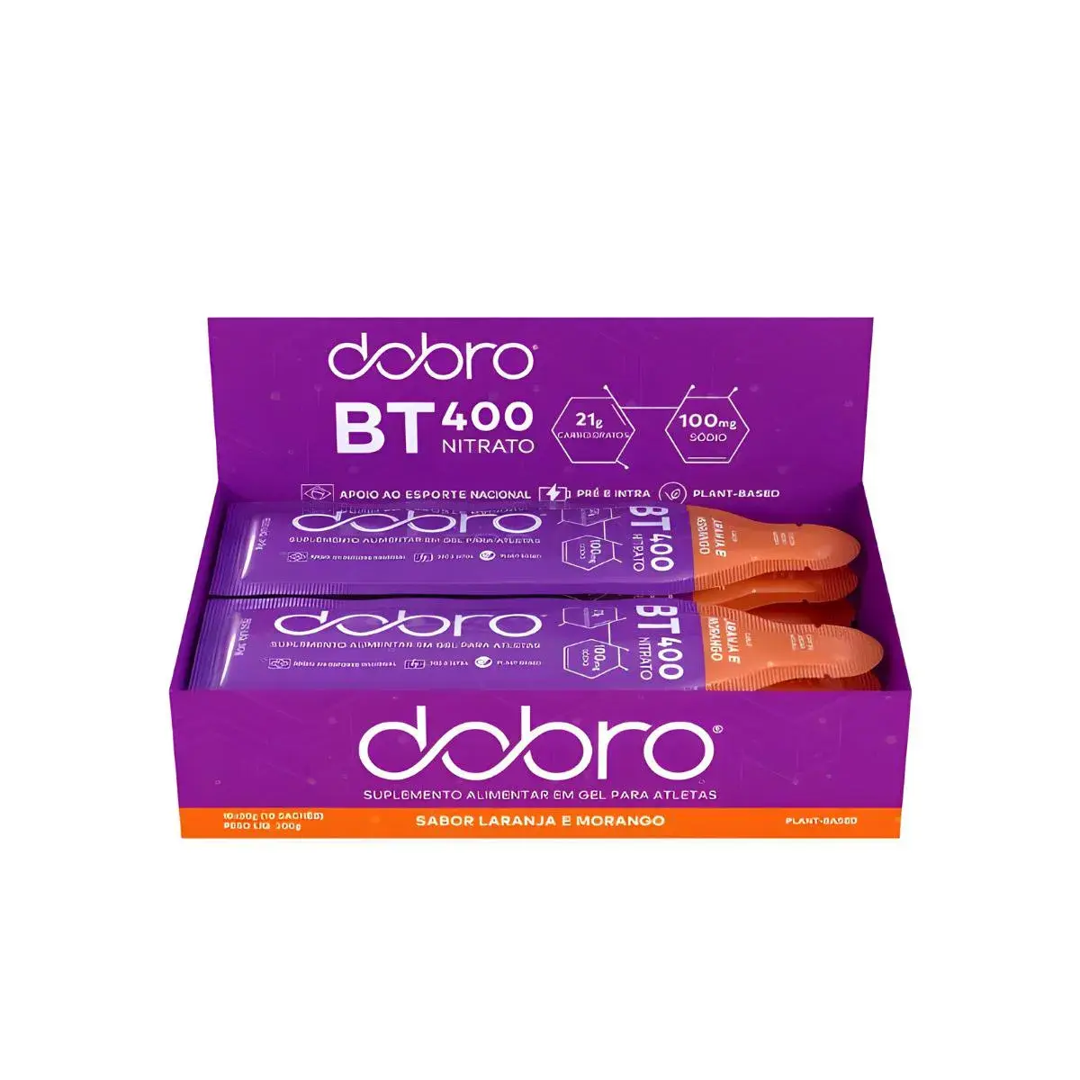 BT NITRATO 400 GEL CARBOIDRATO BETERRABA DOBRO TODOS SABORES Laranja E Morango