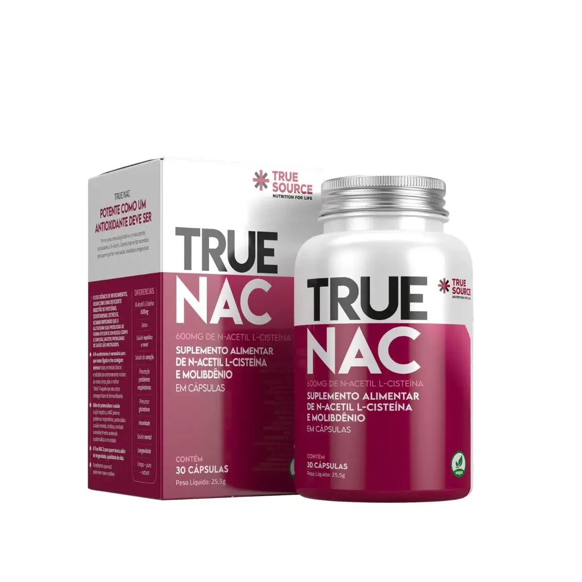 TRUE NAC ACETILCISTEíNA MOLIBDêNIO 100% NATURAL TRUESOURCE