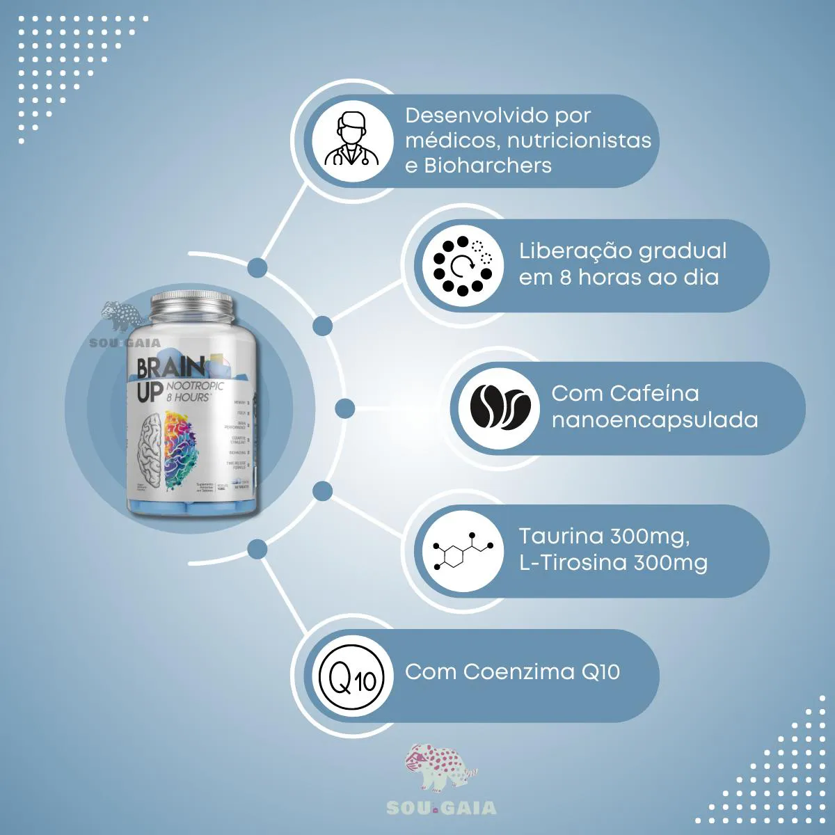 BRAIN UP 8H NOOTRóPICO CEREBRAL COM CAFEíNA TRUE SOURCE