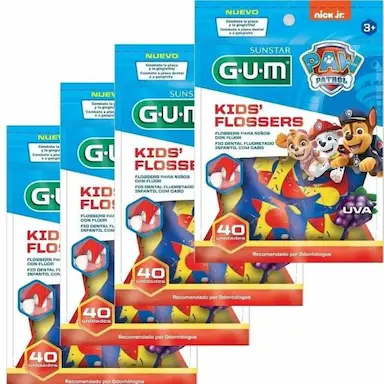 KIT COM 160 FIO DENTAL INFANTIL COM CABO PATRULHA CANINA SABOR UVA