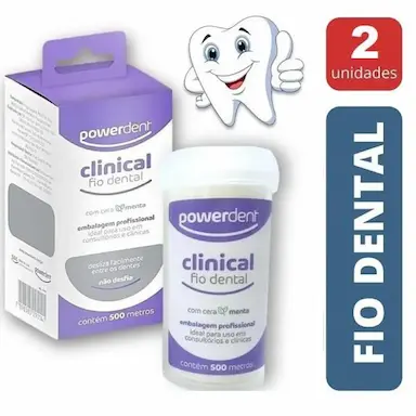 KIT 2 FIO DENTAL DENTES 500M MENTA POWERDENT ECONôMICO