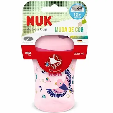 COPO ANTIVAZAMENTO ACTION CUP MUDA DE COR 230ML NUK PA7643 Rosa