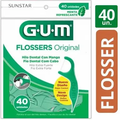 FLOSSER FIO DENTAL COM HASTE GUM 40 UNIDADES