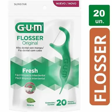 FLOSSER FIO DENTAL COM HASTE GUM 20 UNIDADES
