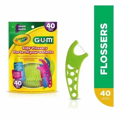FLOSSER FIO DENTAL INFANTIL COM HASTE C/40 CRAYOLA