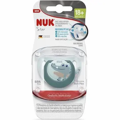 CHUPETA DE SILICONE STAR 18+ MESES BICO ORAL FIT NUK Jacare
