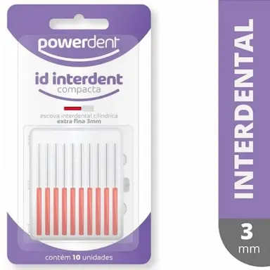 ESCOVA INTERDENTAL POWERDENT CILINDRICA 3MM 10 UNIDADES 1236