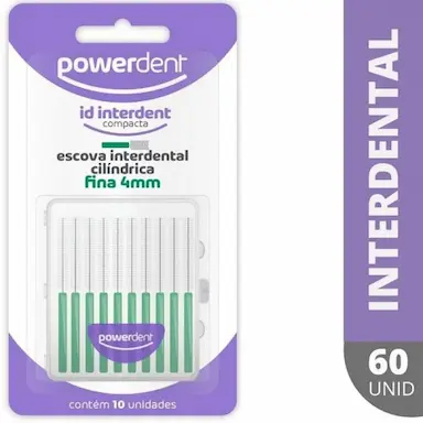 ESCOVA INTERDENTAL POWERDENT CILINDRICA 4MM 60 UNIDADES 1238