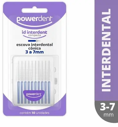 ESCOVA INTERDENTAL POWERDENT CONICA 3 A 7MM 10 UNIDADES 1240