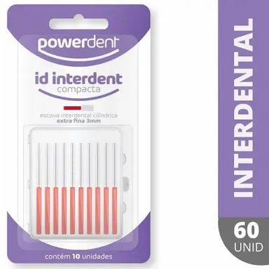 KIT COM 60 ESCOVA INTERDENTAL POWERDENT CILINDRICA 3MM 1236