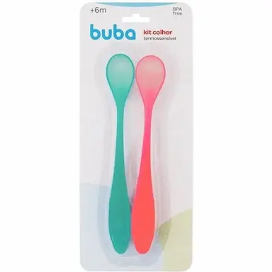 KIT 2 COLHERES TERMOSSENSIVEL MUDA COR BEBE BUBA 13789