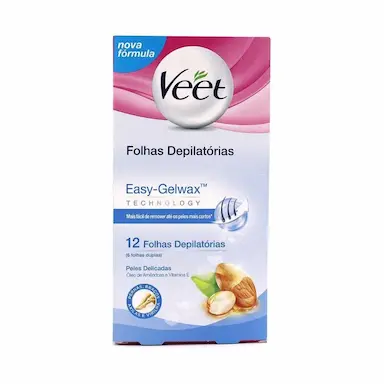 FOLHAS PRONTAS PARA DEPILAçãO CORPORAL VEET DELICADA 12FLS