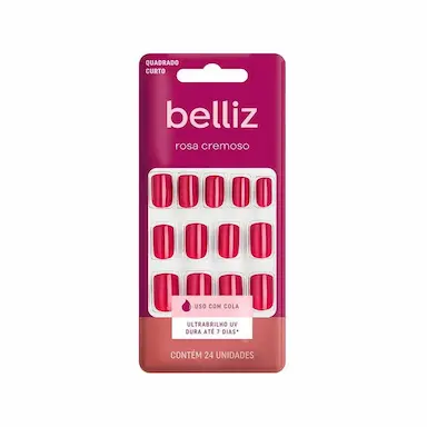 UNHAS POSTIçAS BELLIZ ROSA CREMOSO