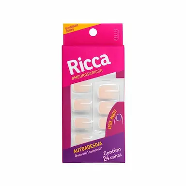 UNHAS POSTIçAS RICCA AUTOADESIVA FRANCESINHA NUDE