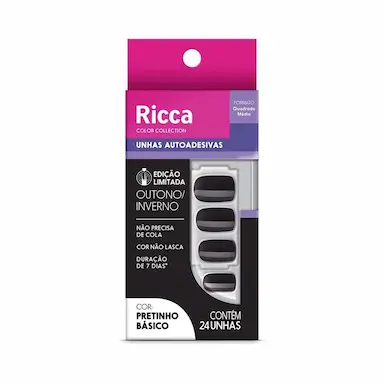 UNHA POSTIçA RICCA AUTOADESIVA PRETINHO BáSICO
