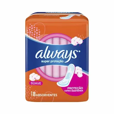 ABSORVENTE ALWAYS SEM ABAS SUPER PROTEçãO SUAVE C/8UN