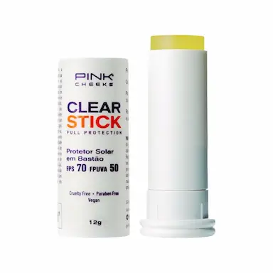 PROTETOR SOLAR FACIAL BASTãO CLEAR STICK TRANSPARENTE FPS70 FPUVA50 12G - PINK CHEEKS