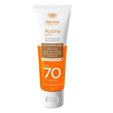 DARROW ACTINE COLORS PROTETOR SOLAR  PELE MORENA MAIS FPS 70 TOQUE SECO 40G