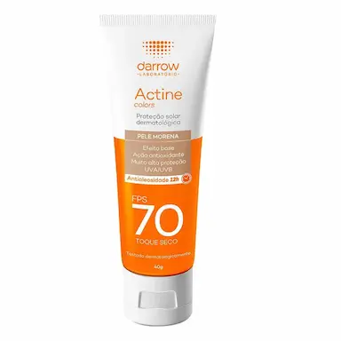 DARROW ACTINE COLORS PROTETOR SOLAR PELE MORENA FPS 70 TOQUE SECO 40G