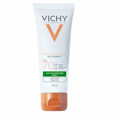 VICHY CAPITAL SOLEIL PURIFY PROTETOR SOLAR FACIAL FPS70 SEM COR 40G