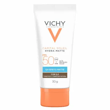 VICHY CAPITAL SOLEIL HYDRA-MATTE PROTETOR SOLAR FACIAL FPS50 COR 5.0 30G