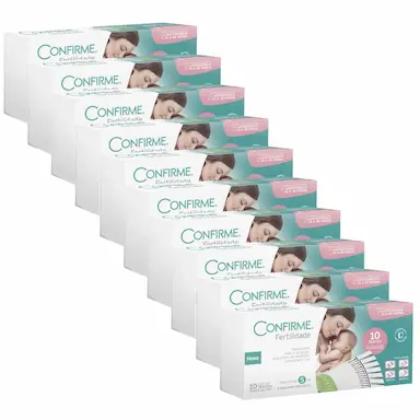 KIT 10UNI TESTE DE OVULAçãO CONFIRME FERTILIDADE (10 TIRAS + FRASCO COLETOR) - ALAMAR TECNO