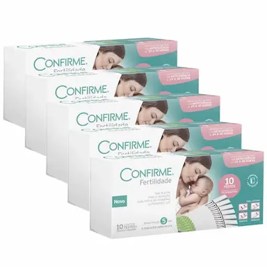 KIT 5UNI TESTE DE OVULAçãO CONFIRME FERTILIDADE (10 TIRAS + FRASCO COLETOR) - ALAMAR TECNO